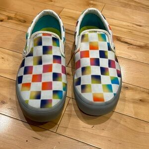 Vans Slip Ons Rainbow Check- size 11 w/9.5 m